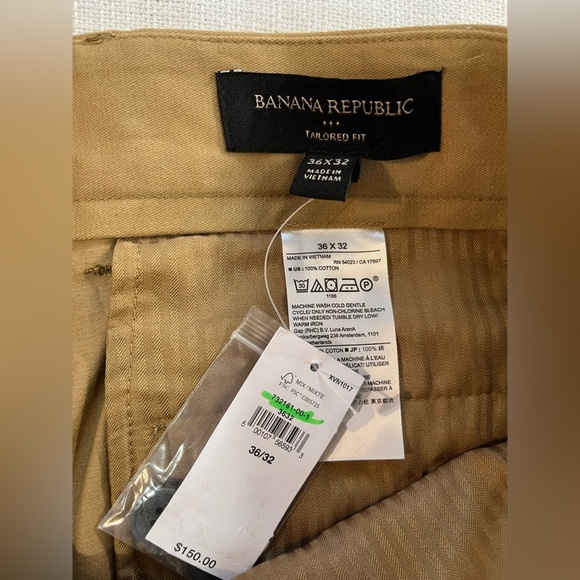 Banana Republic Men’s Tailored Fit Khaki Dress Pants Office Trousers 36/32 NWT - Picture 9 of 10